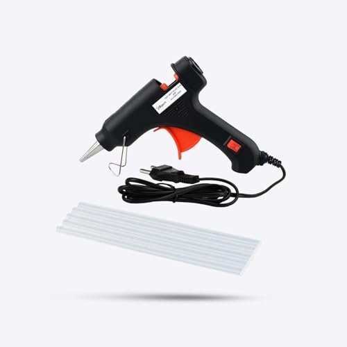 Hillgrove High Power 40Watt Black Hot Glue Gun With 5 Pcs Hot Melt Glue Stick for Craft, Art, Decoration Work Standard Temperature Corded Glue Gun (11 mm)