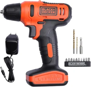 BLACK+DECKER LD12SP 12V 10mm Li-ion Cordless Variable Speed Reversible Drill Machine Driver with 10 Screwdriver & 2 Drill Machine Bits for Home & DIY Use, 1 Year Warranty, ORANGE & BLACK