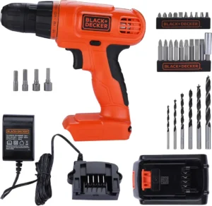 BLACK+DECKER LD120VA-IN 20V MAX* POWERECONNECT Li-Ion Cordless Drill/Driver + 30 Piece Bits and Drivers, 1.5 Ah Battery & Charger Included, 750 RPM, 24-Position Clutch, Keyless Chuck, Soft-Grip Handle