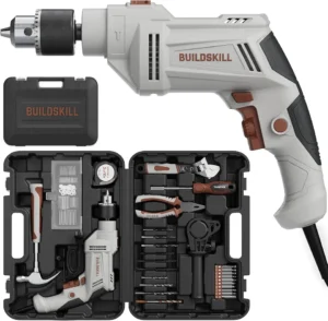 BUILDSKILL 136 PCs 550W Corded Electric Drill Toolkit | 3000 RPM | 48000 BPM Impact Rate | Copper Motor | 13mm Metal Chuck Drill Machine for Wall Drilling | Forward-Reverse | Professional & DIY use
